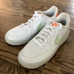 Nike White Peach Air Force 1 Sneakers